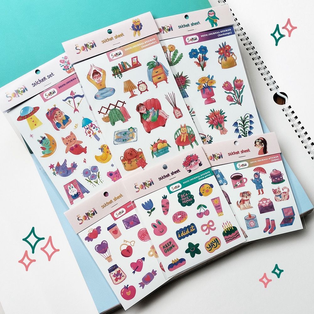 

SORAI Illustration Sticker Sheet / Stiker Kiss Cut Journaling