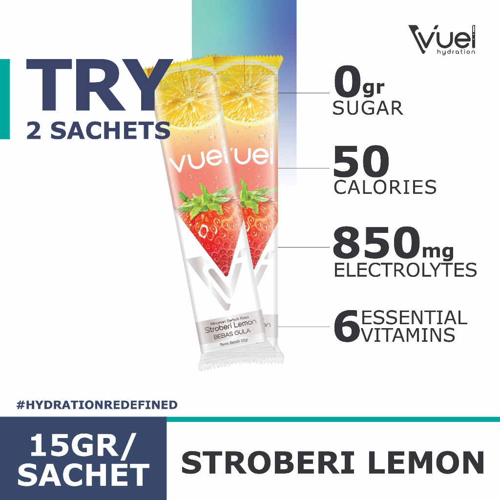 

Vuel Hydration Electrolytes Drink Mix - Strawberry Lemonade - 2Pcs Trial