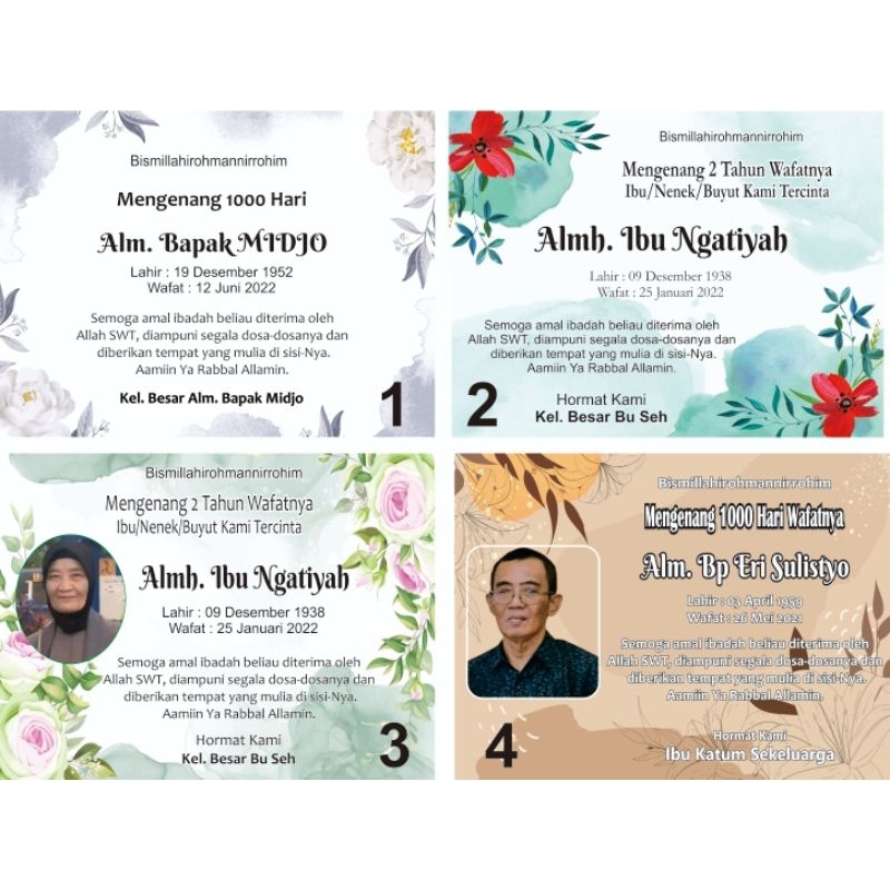 stiker tahlil, mengenang, wafatnya 40, 100,1000 hari,dll