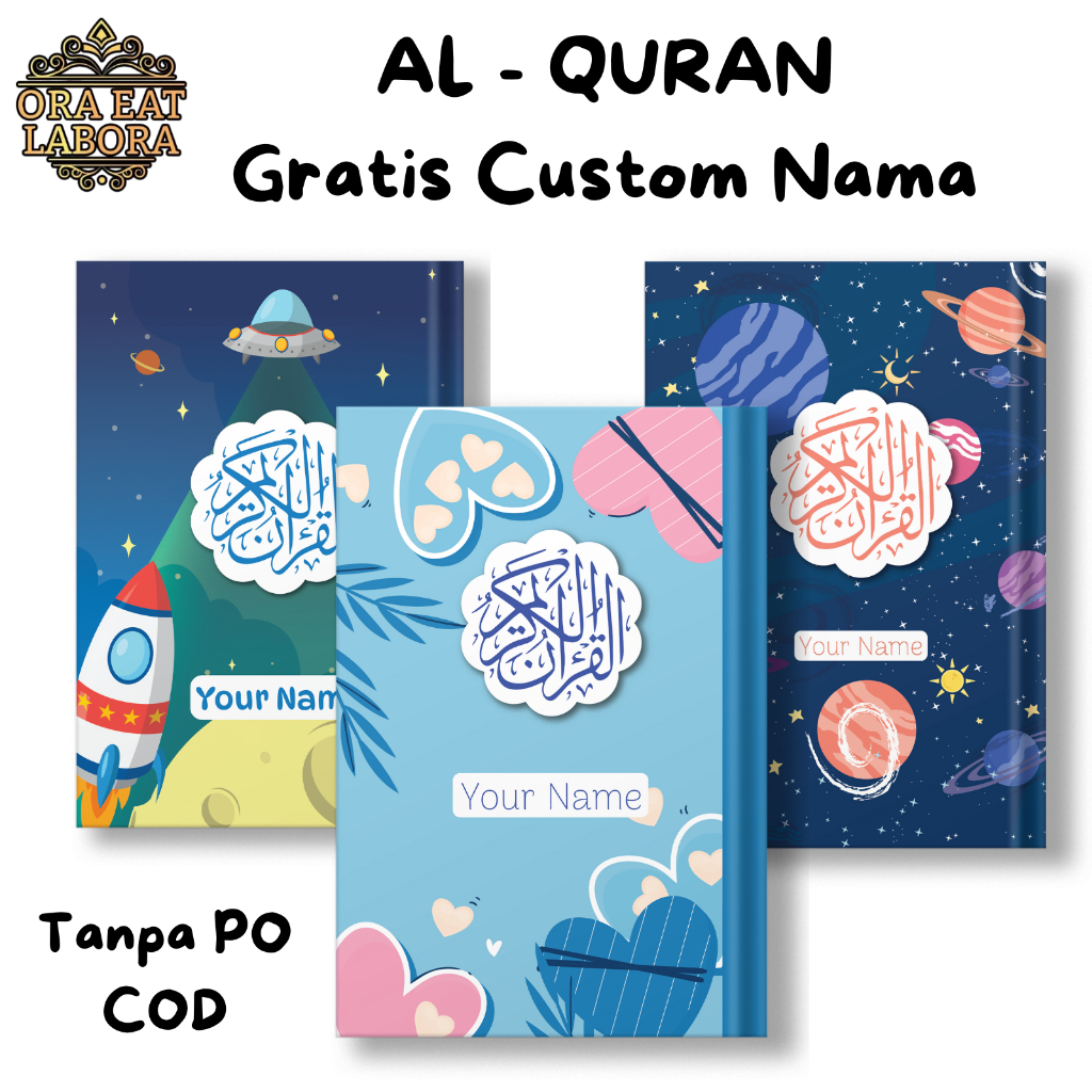 Quran Tambah Nama Custom Cover Nama Al Quran Hadiah Anak Belajar Mengaji Sekolah Wisuda Tahfiz