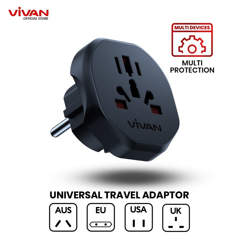 VIVAN VPS-T001A Black Multi-Country Travel Socket