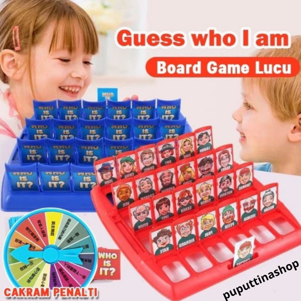 Mainan Anak Tebak Gambar Board Game Who is it / Mainan Tebak Kartu Nama Orang