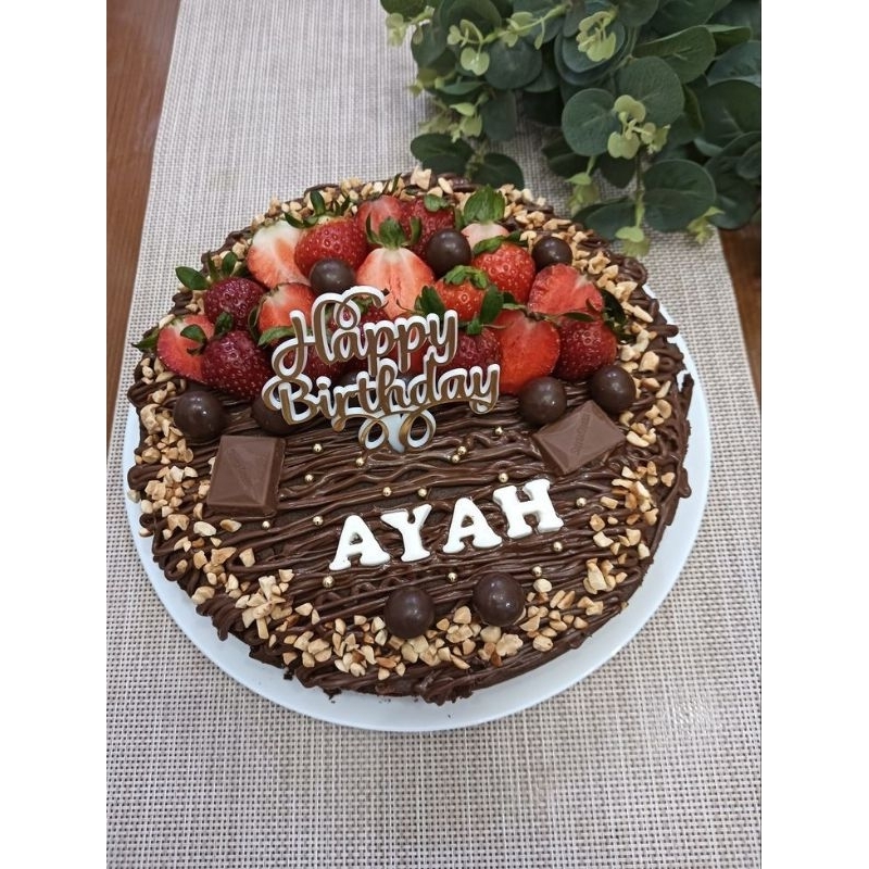

FUDGY BROWNIS Birthday Custom Nama D22cm / Brownis Kotak Birthday / Brownies Bulat Birthday