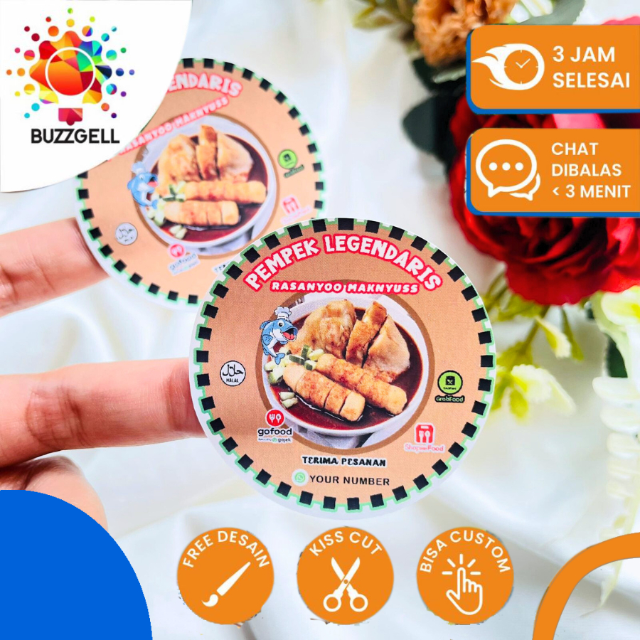 

2-4 Sticker Pempek Label Makanan Packaging Stiker Produk Khas Palembang Free Desain Custom Buzzgell
