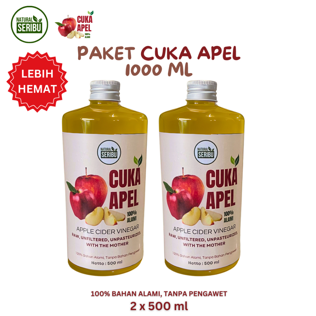 

Paket Cuka Apel 100% Original 1000 ml - Untuk Diet, Detox, Kesehatan Pencernaan & Perawatan Kulit