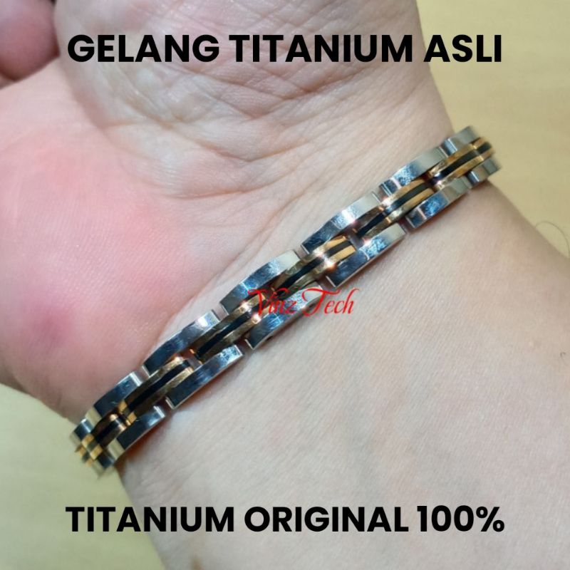 Gelang Titanium Original Silver Gold anti Karat anti luntur Pria Wanita