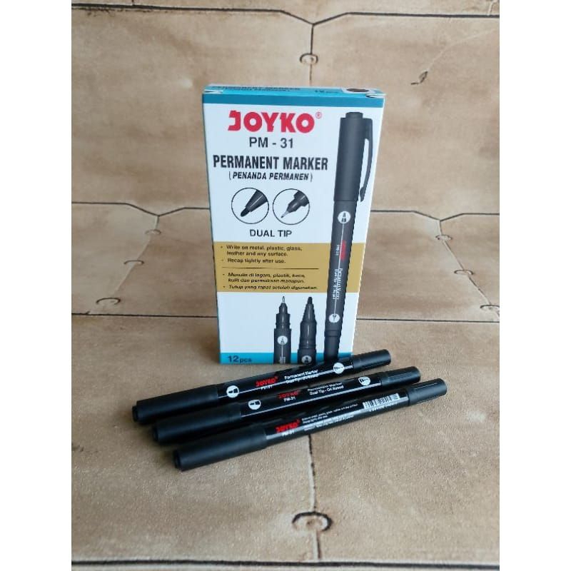 

JOYKO PM-31 Permanen MARKER/Penanda Permanen Black Dual Tip