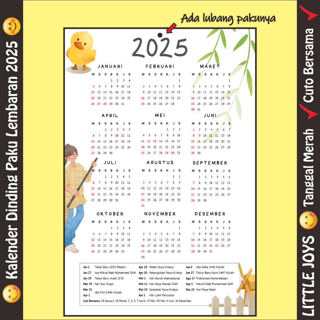 

[RUANG KREATIF] - LITTLE JOYS | Kalender Dinding Paku - Kalender Dinding - Kalender Paku - Kalender Cantelan - Kalender Aesthetic - Kaleder Cute - Kalender Selembar | Tema Little Joy - Laut Lucu | Ukuran A3+ (Besar) - A4 (Sedang) - A5 (Kecil)
