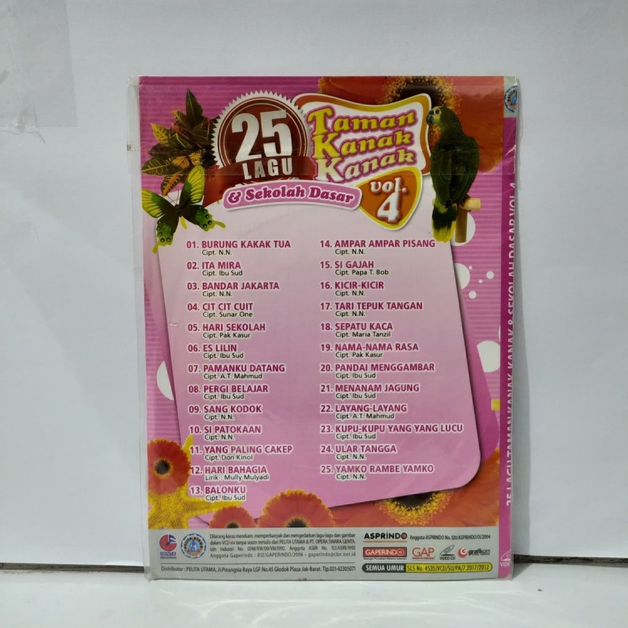 VCD Original 25 Lagu Taman Kanak-Kanak & Sekolah Dasar Vol.4