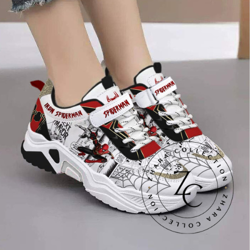 Sepatu Spiderman Anak  Laki Laki Tk Sd Sepatu Sneaker Anak Laki Laki Sepatu Sekolah Spiderman Hitam