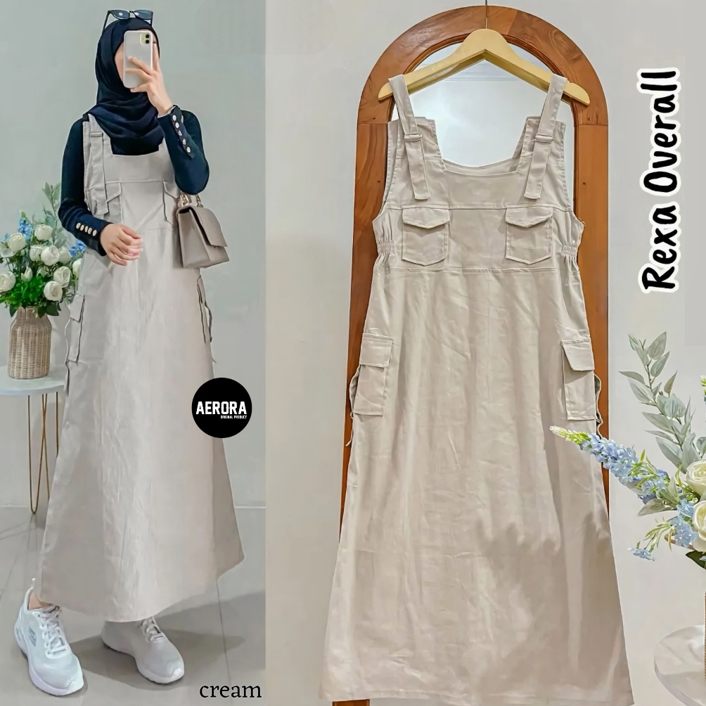 Mau Hemat Aerora Baju Kodok Rexa Overall Overal Rok Cargo Dress Wanita Katun Twill Stretch Terbaru 2