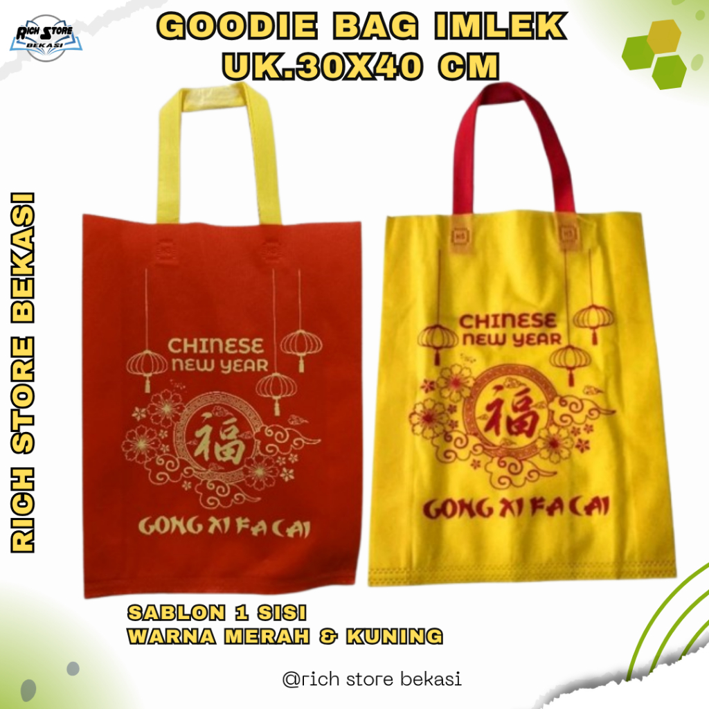 

GOODIEBAG IMLEK CHINESE NEW YEAR UK.30X40 CM PER 1 PCS - TAS IMLEK WARNA MERAH/KUNING