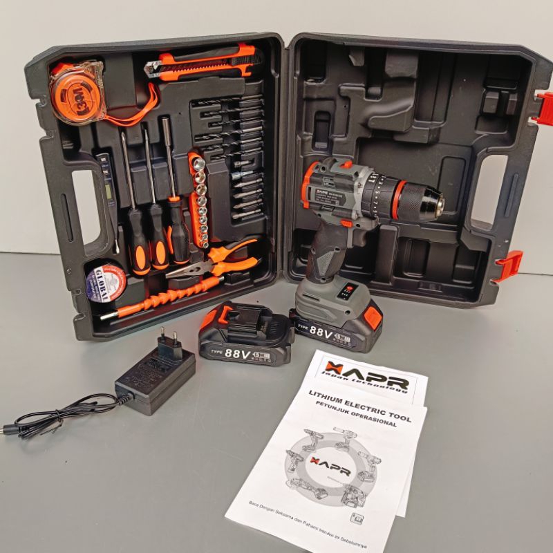 XAPR.APR AP20+ BOR CAS BRUSLESS 13MM 88VF 2 BATERAI TENAGA BESAR