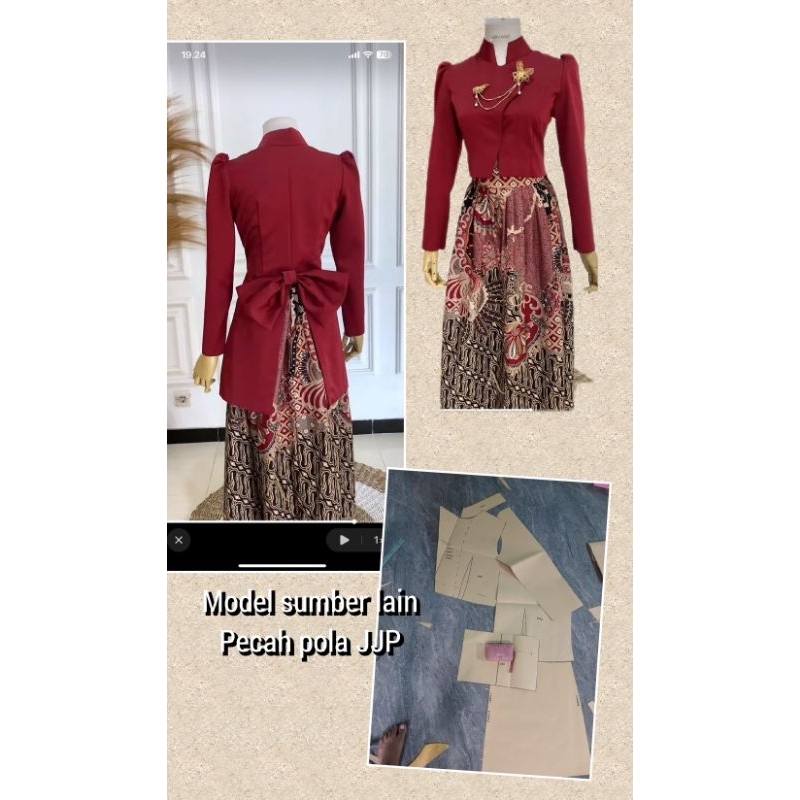 pola instan.setelan gamis dan outer Janggan ekor jjp