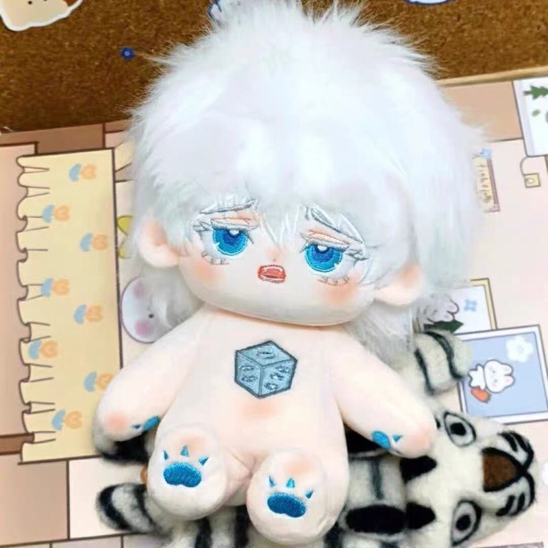 Plushie Doll 20 cm Gojo Satoru Jujutsu Kaisen with Bones include ears (karet lepas pasang)