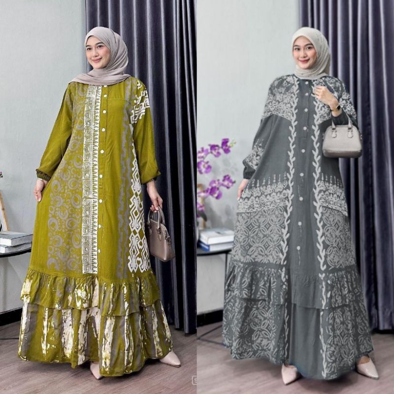 Gamis Twill Ori Pekalongan Cap Malaman || Gamis Twill Ori Berkualitas Model Tali Samping Busui Frien