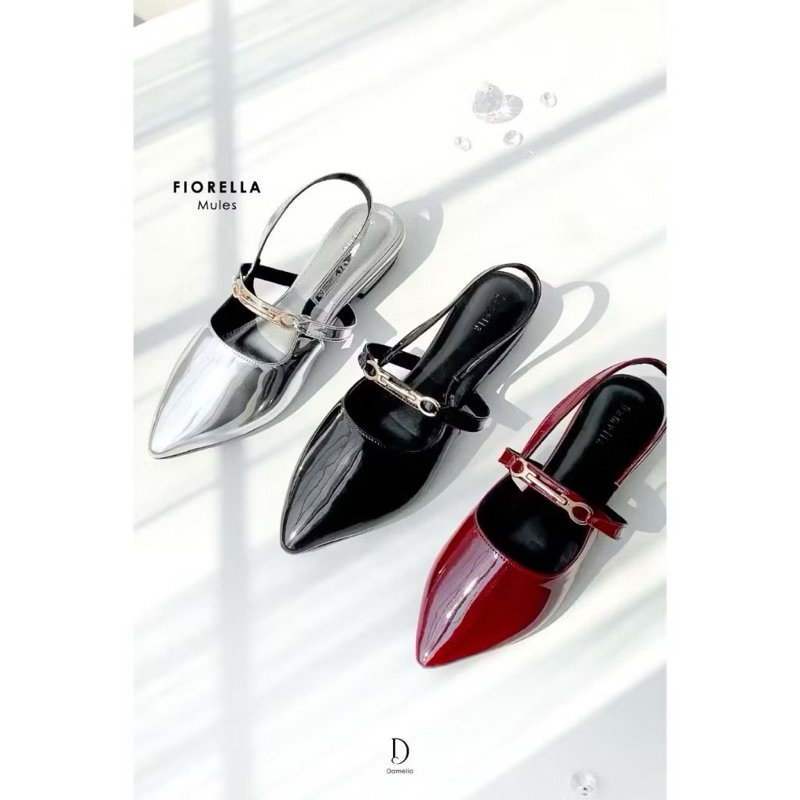 Damelia Melstore jkt sandal Fiorella Sepatu Mules Hitam Merah