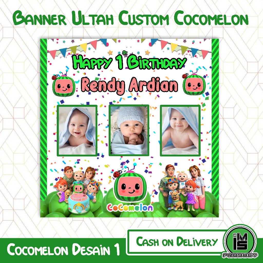 spanduk banner ulang tahun cocomelon custom foto