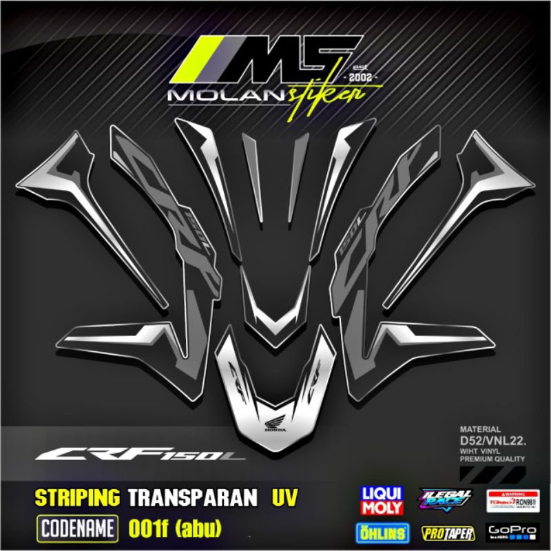 Sticker Lis Striping Variasi Transparan Uv CRF 150 L Honda Crf 150 L Sticker Crf Transparan Lis Crf 