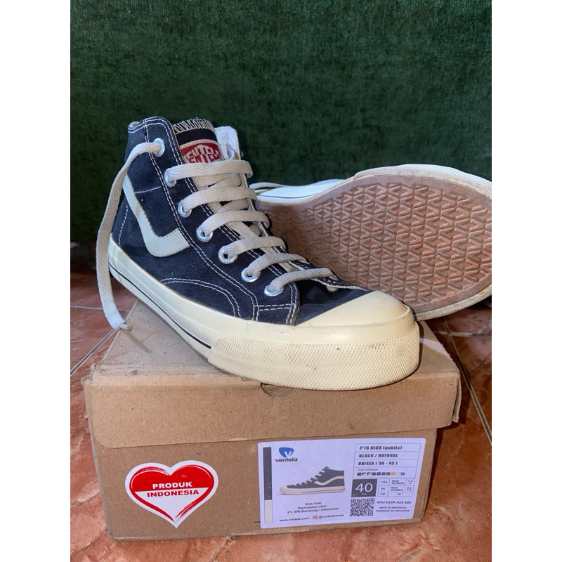 Ventela Sepatu High Top Sneakers Hitam/Karu Hijau