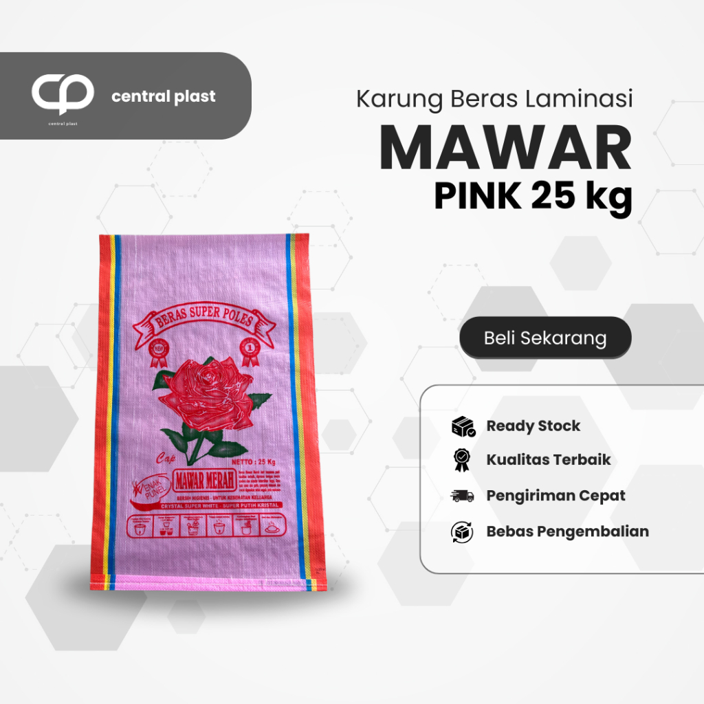 Karung Beras Laminasi 25 kg Cap Mawar Pink