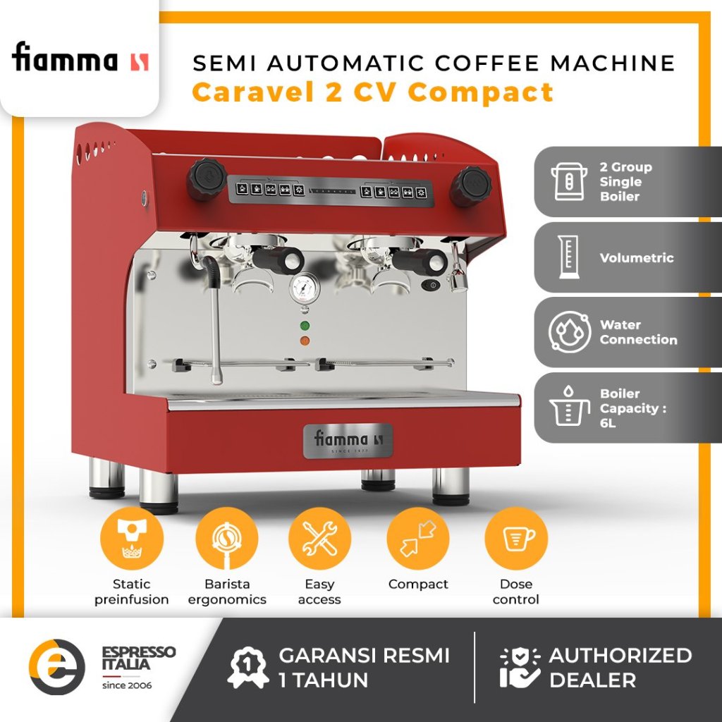 FIAMMA CARAVEL 2 CV COMPACT - Mesin Kopi Semi automatic 2 Group Volumetric