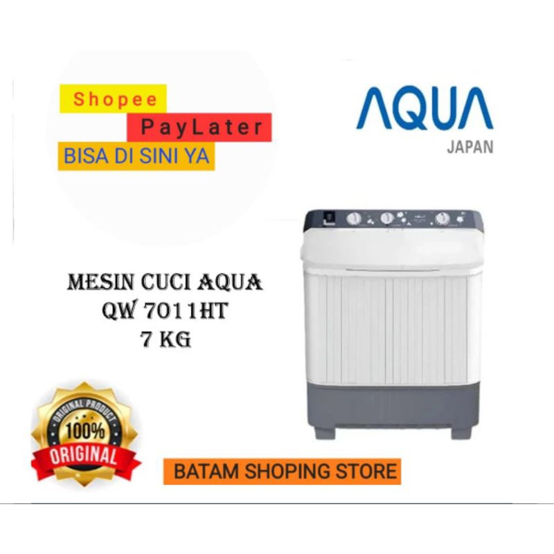 MESIN CUCI AQUA 2 TABUNG ( MANUAL ) TWIN TUB 7 KG QW 7011HT GARANSI RESMI