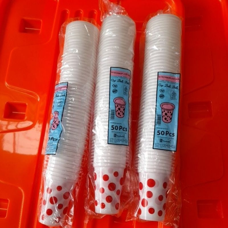 gelas plastik bola bola polkadot 200ml, gelas minum/pesta- isi 50 pcs