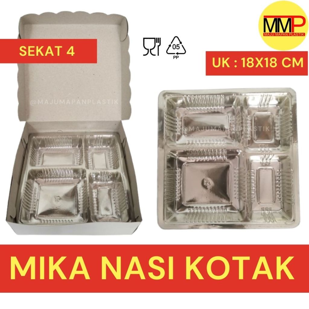 

Mika Dos Nasi Sekat 4 dan Sekat 5 / Mika Kotak Makanan Kardus Nasi / Mika Sekat Makanan Hajatan