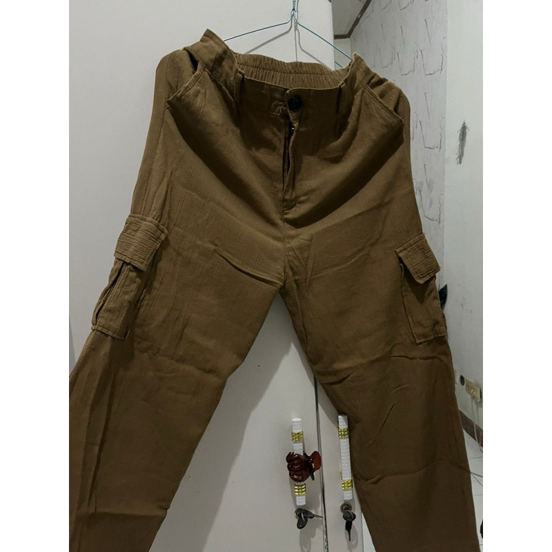 Preloved by Putri || (LIKE NEW) kulot Cargo Linen Mocca setara size M-L ~1x pakai