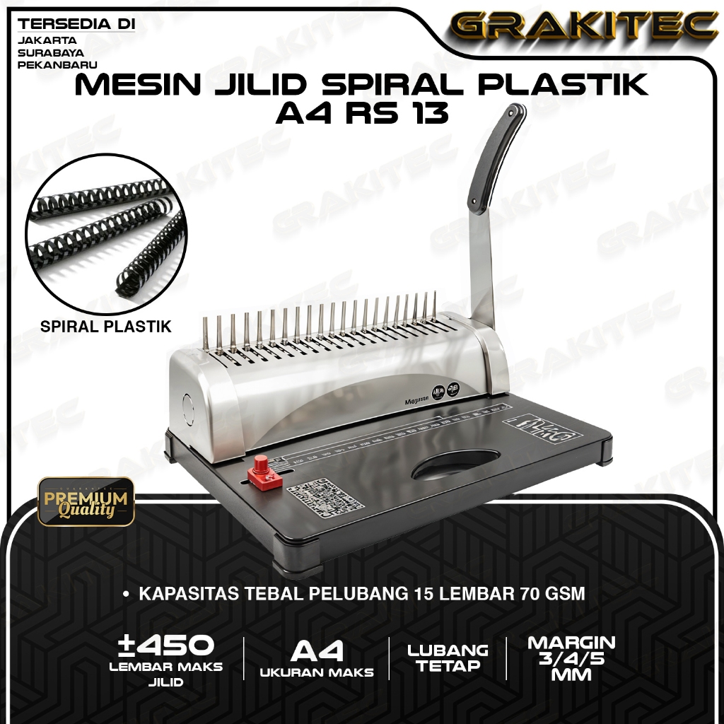 

MESIN JILID SPIRAL PLASTIK A4 RS 13 Grakitec