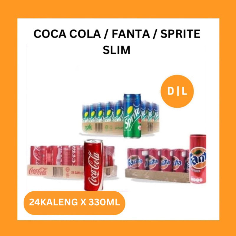 

Coca cola / sprite / fanta slim kaleng 330 ml ( per pack ) isi 24 kaleng 330ml HAMPERS LEBARAN