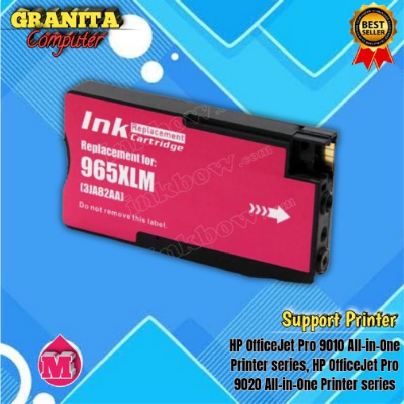 Catridge Tinta Compatible HP 965XL 965 XL Magenta Printer OfficeJet Pro 9010, 9012, 9013