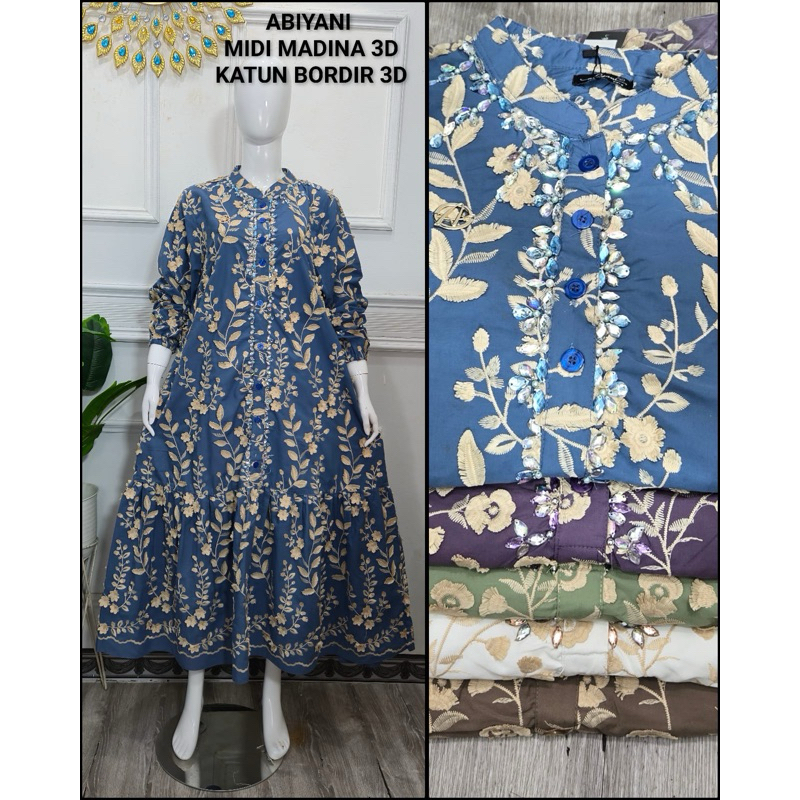 Midi Madina 3D ABIYAN/ ABIYANI (KATBOL/MIDI/KATUN BORDIR 3D/PAYET/GAMIS/BORKAT)