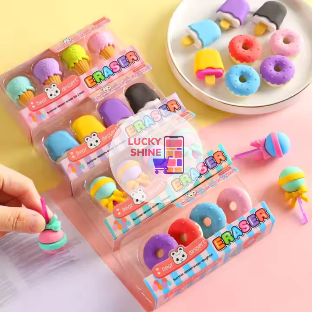 

CT PENGHAPUS 4 IN 1 KARAKTER ES KRIM DONAT LOLIPOP LUCU / SET ERASER ANAK SEKOLAH KARAKTER 4PCS / SET LUCU BENTUK ES KRIM LOLIPOP DONAT POPSISCLE