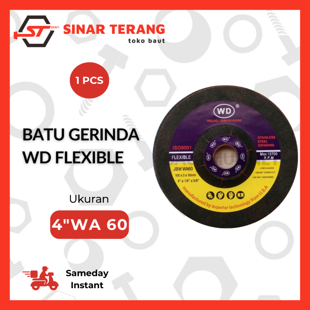 Batu Potong Stainless WD Flexible 4WA - Batu Gerinda Flexible Stainless WA60