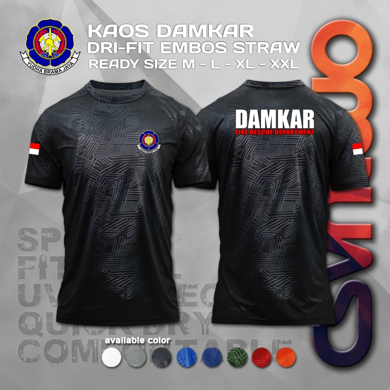Kaos Damkar Dryfit Embos / Kaos Fire Rescue Dryfit Embos / Kaos Fire Fighter Dryfit Embos / Kaos dam