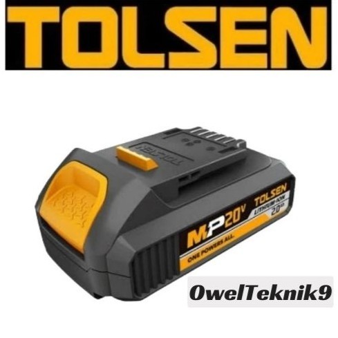 OwelTeknik9 - Baterai Cordless 20V 2.0 AH TOLSEN/Baterai 20V Lithium-ion 2.0 AH TOLSEN 87472