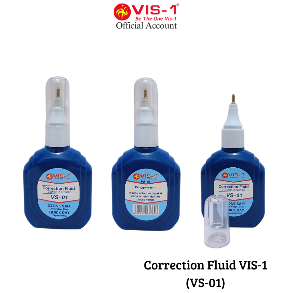 

VIS-1 Tip-Ex Cair VS-01 / Correction Fluid / Stipo Cair / Penghapus Stipo Pen