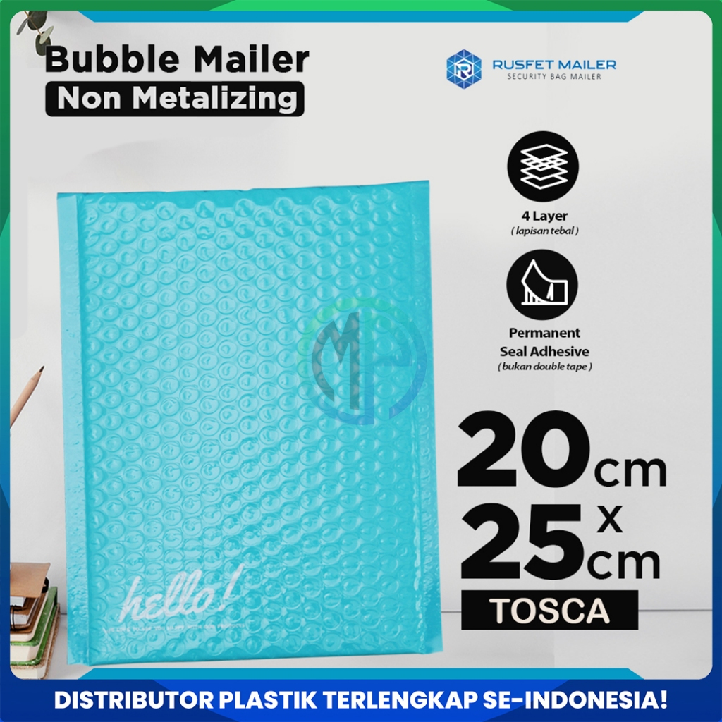 

Amplop Bubble Mailer Tosca 20 x 25 cm Rusfet Premium Satuan / Ecer Murah Hello Series