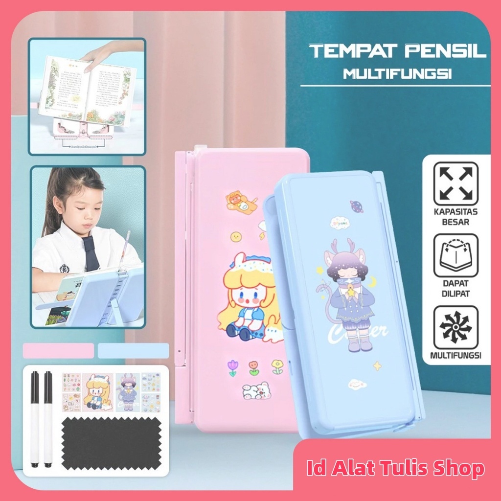 

Tempat Pensil 2IN1 Multifungsi Dengan Tatakan Buku dan Papan Tulis Praktis Kotak Pena Rak Buku Baca, Dudukan Baca Yang Dapat Dilipat dan Disesuaikan