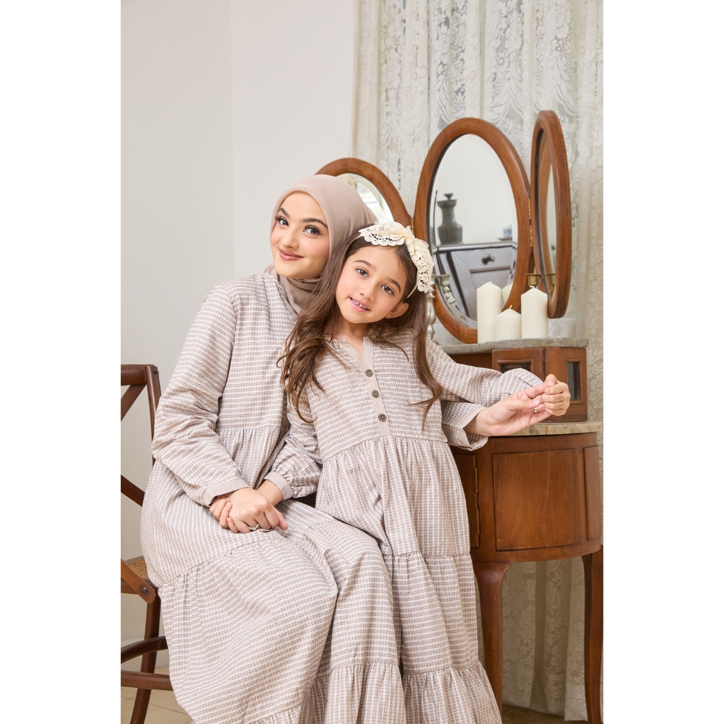 MFMW Aeena Dress Gamis Coklat Motif