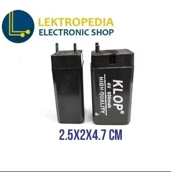 Aki 4v 500mA KLOP Batu Cas 4volt 500mAH Kering Baterai Raket Nyamuk