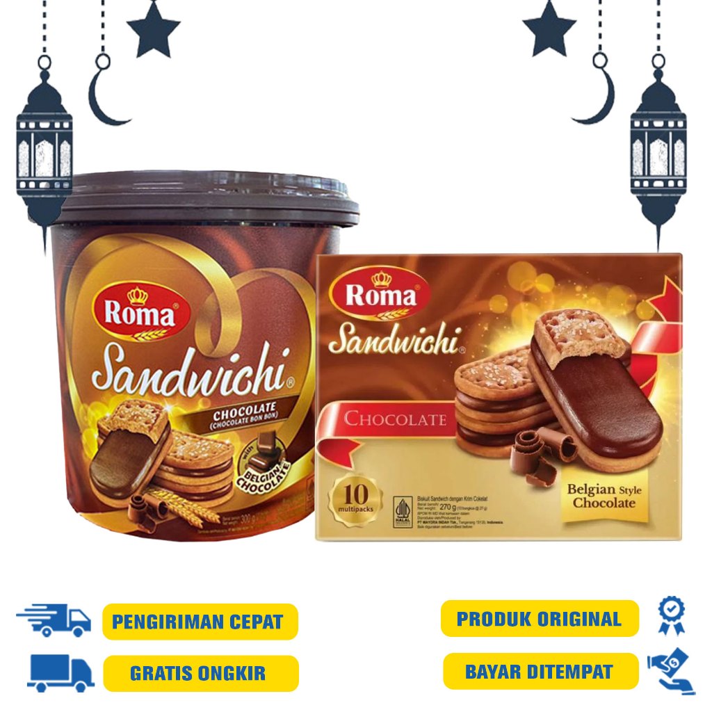 

Roma Sandwichi Festive -Bon Bon 305 G.R | Belgia Choco 270GR - Biskuit Sandwich Dengan Krim Cokelat