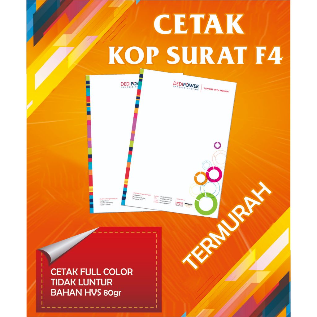 

Cetak Kop Surat Perusahaan Full Color F4 Hvs 80 gr minimum 2 rim Termurah