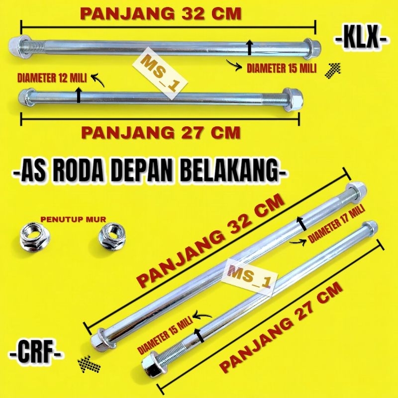 As Roda Depan KLX/ As Roda Belakang KLX/ As Roda Depan CRF / As Roda Belakang CRF/ As Roda Depan Dan