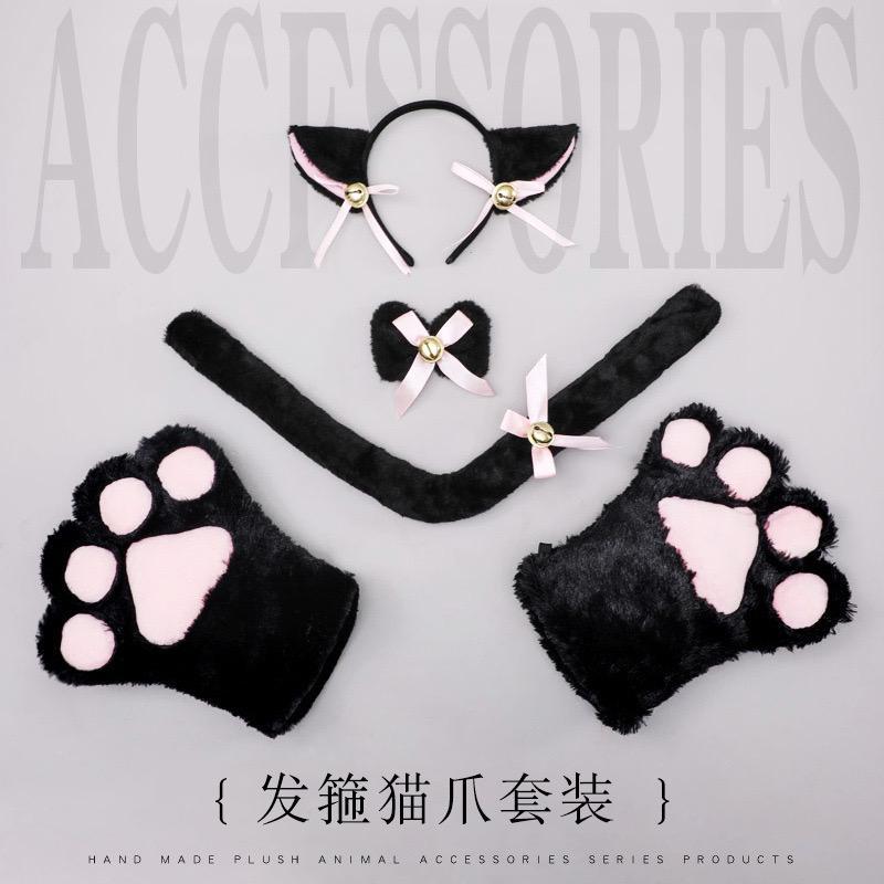 READY STOCK Set Bando Neko Paw Kucing Kawaii Cute Cat Wibu Otaku Tail Bendo kucing Cosplay jadi Kuci