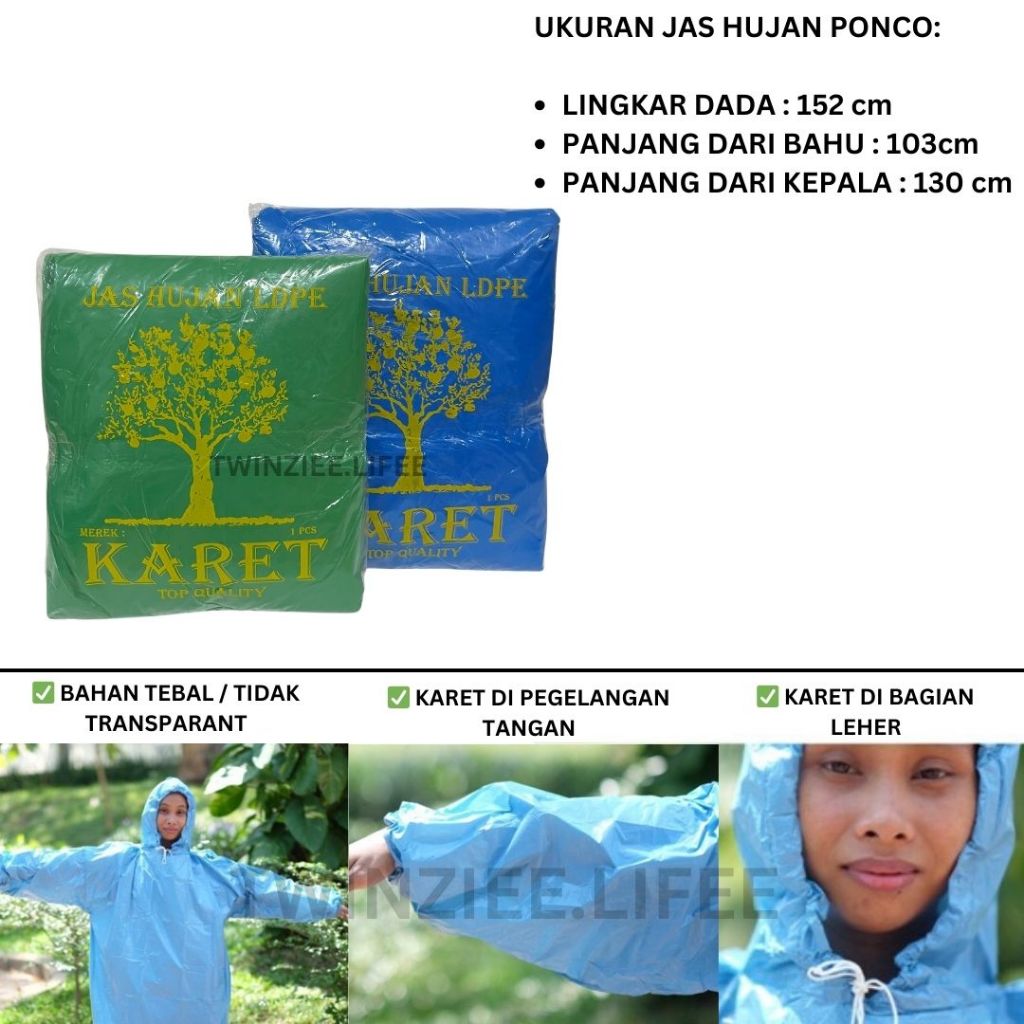 PONCO  - JAS HUJAN PLASTIK LDPE PONCHO / MANTEL HUJAN / JAS HUJAN SUPER TEBAL CUCI PAKAI / MIRIP JAS