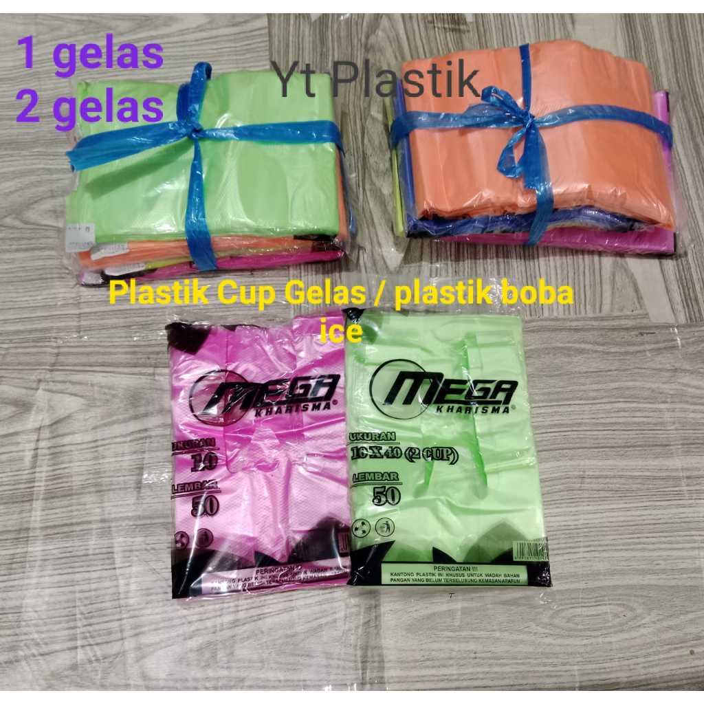 Kantong plastik cup gelas Warna MEGA/Cup 1Gelas Dan Cup 2Gelas