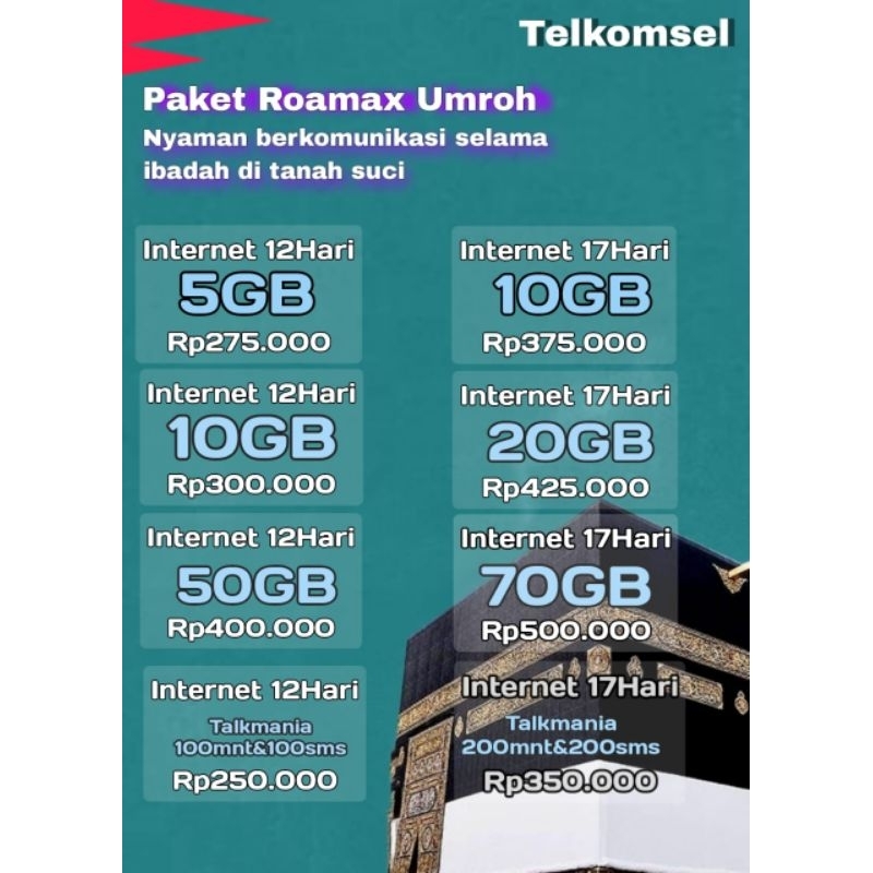 TELKOMSEL ROAMING UMROH 70GB 17Hari